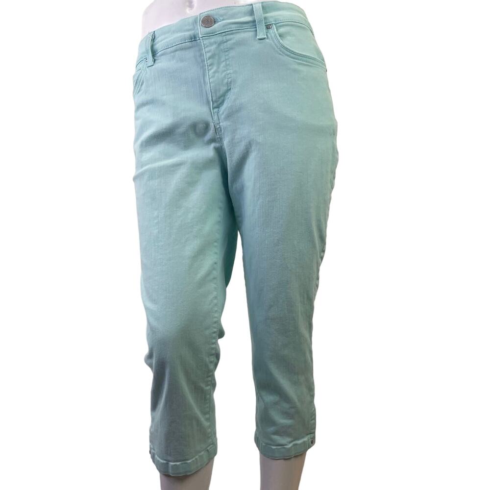 Bandolino Women's Mandie Capri Button Zip Side Slit Snap Spring Pastel Blue S 8